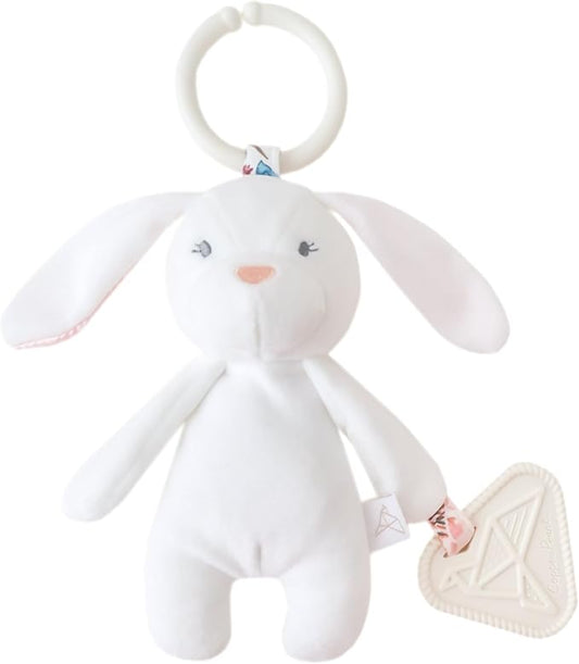 Copper Pearl On-The-Go Plush: Clip On Baby Toys for Travel, Soft Stuffed Bunny Plush with Teether for Sensory Development - Bella Bunny