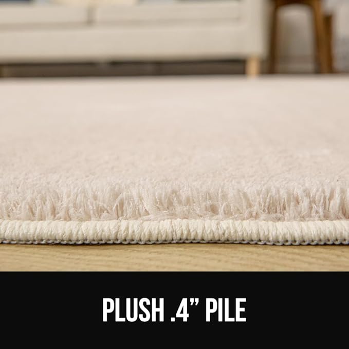 GORILLA GRIP Ultra Soft Washable Area Rug, 8x10, Stain and Slip Resistant Plush Thick Carpet for Bedroom Living Room, No Shed Floor Rugs, Pet Friendly, Dorm Essentials, Kids Nursery Home Decor, Ivory