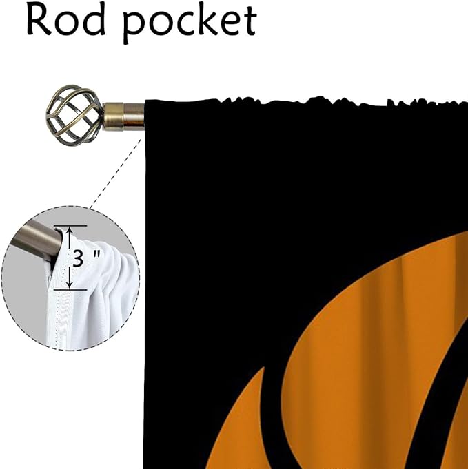 Basketball Blackout Curtains for Boy Girl Room Darkening Decor,Sport Theme and Motto Dark Background Bedroom Living Room Home Rod Pocket Thermal Insulated Window Curtain/Drapes Panel,63x63 Inch…