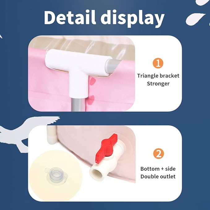 BESTHLS Foldable Bathtub Portable Soaking Bath Tub,Eco-Friendly Bathing Tub for Shower Stall (Large, Blue Whale)