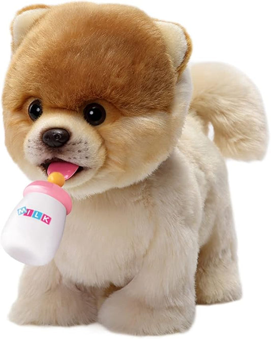 Electronic Walking Pomeranian Stuffed Dog Toy, Realistic Interactive Puppy Robot Pet Dog, Walking, Barking,Wagging Tail & Talking,Present Pet Gifts for 3+ Year Boys Girls
