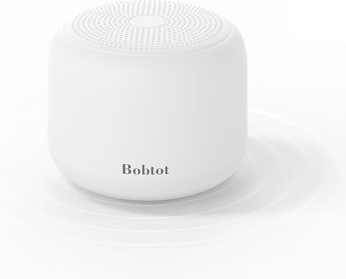 Bobtot Portable Bluetooth Speakers with Strap Easy to Carry, Wireless IPX5 Waterproof Mini Speaker with Loud Stereo Sound, 20 Hours Playtime, Rechargeable Battery, Built-in Microphone, White