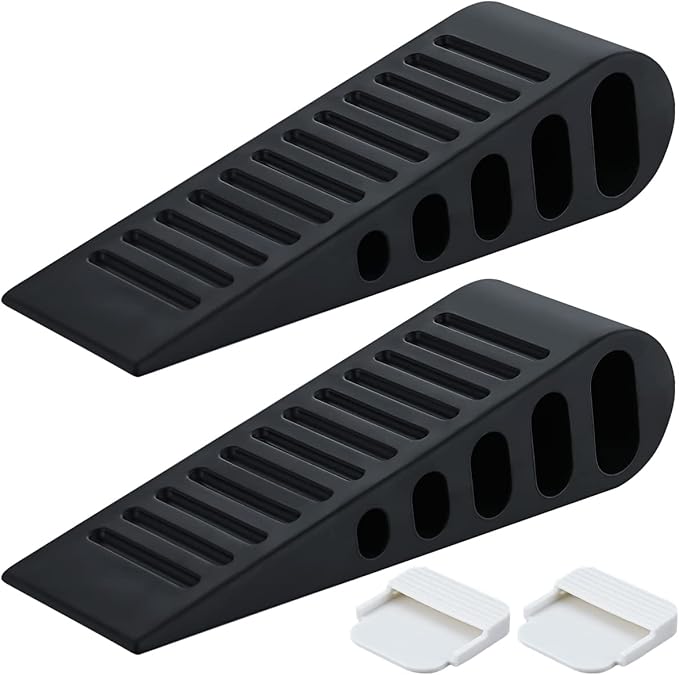 JQK Rubber Door Stopper Wedge, Black 9 Pack Soft TPR Premium Door Stops for Bottom of Heavy Duty Door on Tile, Concrete, Carpet, Wooden Floor, DSB61-BK-P9