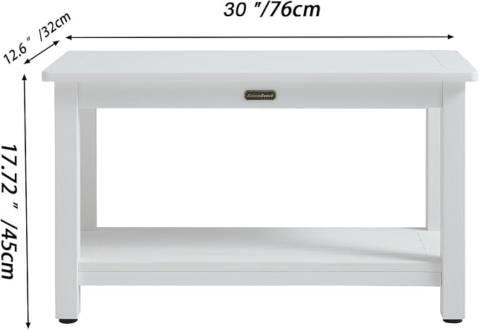 30'' Heavy Duty Shower Bench for Inside Shower, White Poly Bath Stool for Shaving Legs, Waterproof Spa Bath Chair Seat with Adjustable Feet, Non-Slip, Weight Capacity 700LBS (30 x 13 Inches)