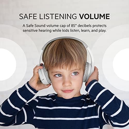 Belkin SoundForm Mini - Wireless Bluetooth Headphones for Kids with 30H Battery Life, 85dB Safe Volume Limit, Built-in Microphone - Kids On-Ear Earphones for iPhone, iPad, Fire Tablet & More - White