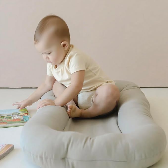 Baby Lounger - Snuggle Cozy Me Infant Lounger for Newborns | Breathable & Soft, Portable Awake-Time Pad, Essential Baby Gift- Grey (Lounger Cover Included)