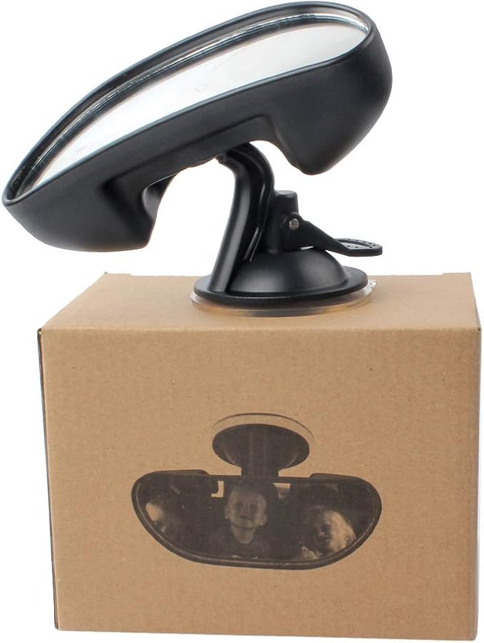 GES Rear View Mirror - 360 Degree Adjustable, Strengthen Suction Cup for Car - 5.9 x 2.2Inch - Black