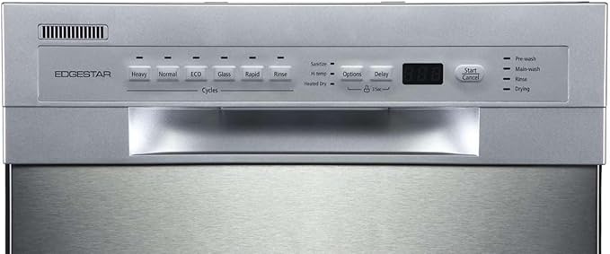 EdgeStar BIDW1802BL 18 Inch Wide 8 Place Setting Built-In Dishwasher