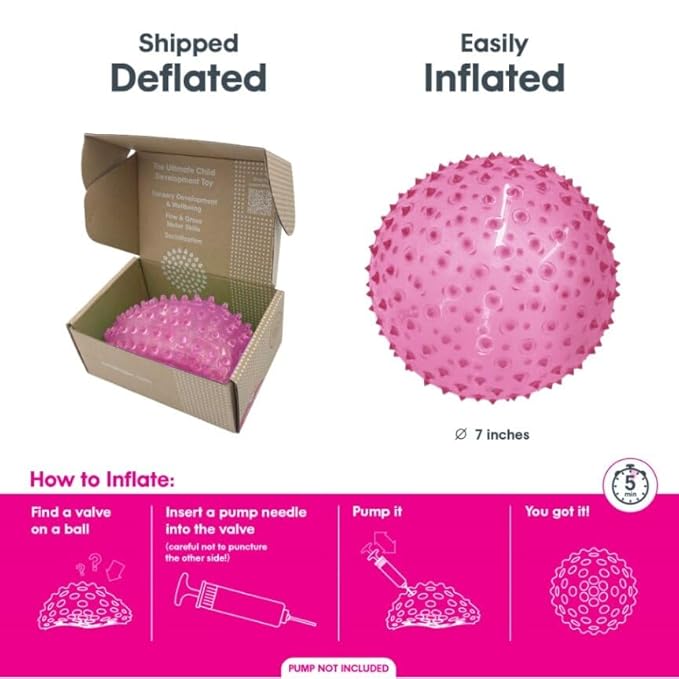 Edushape Original Sensory Ball - 7" Transparent Pink Baby Ball for Gross Motor Skills Development (6 Months & Up)