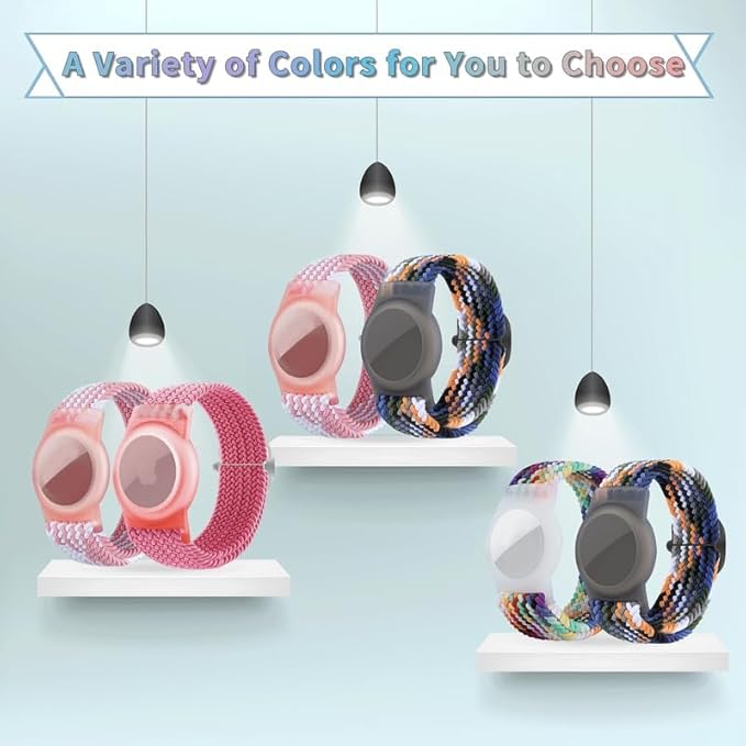 2 Pack Kids Bracelet Compatible with AirTag, GPS Kid Tracker Holder Braided Wristband for Apple Air Tag, 2022 Upgraded Nylon Adjustable Anti Lost Airtag Watch Band for Kids Children Elders