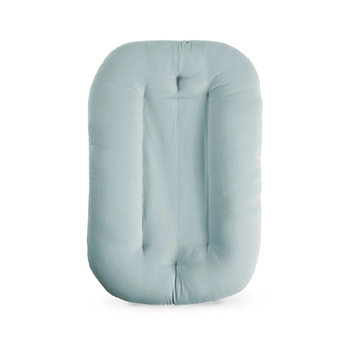 Baby Lounger for Newborn, Bionic Design Baby Lounger, Soft Organic Cotton Breathable Lounger for Infants 0-18 Months (Grayinsh Blue)