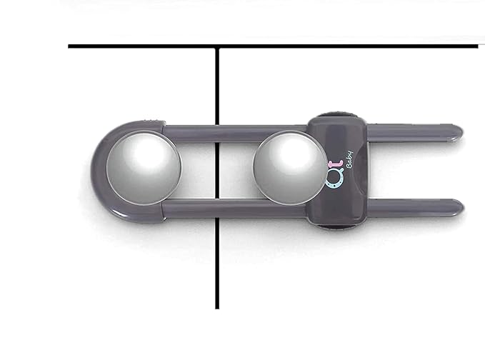 Baby Proofing Cabinet Locks | Adjustable U Shaped Baby Safety Latches for Drawers, Fridge, Closet |Modern Baby Proofing Cabinet Lock with Extra Secure Lock Buttons (Pack of 4)