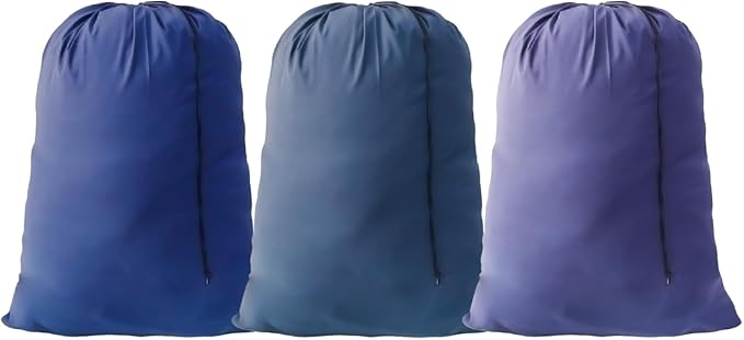 Extra Large Laundry Bag 3 Pack Travel Laundry Bags Dirty Clothes Organizer with Drawstring Closure, 30"x40", for college, dorm and apartment (Blue)