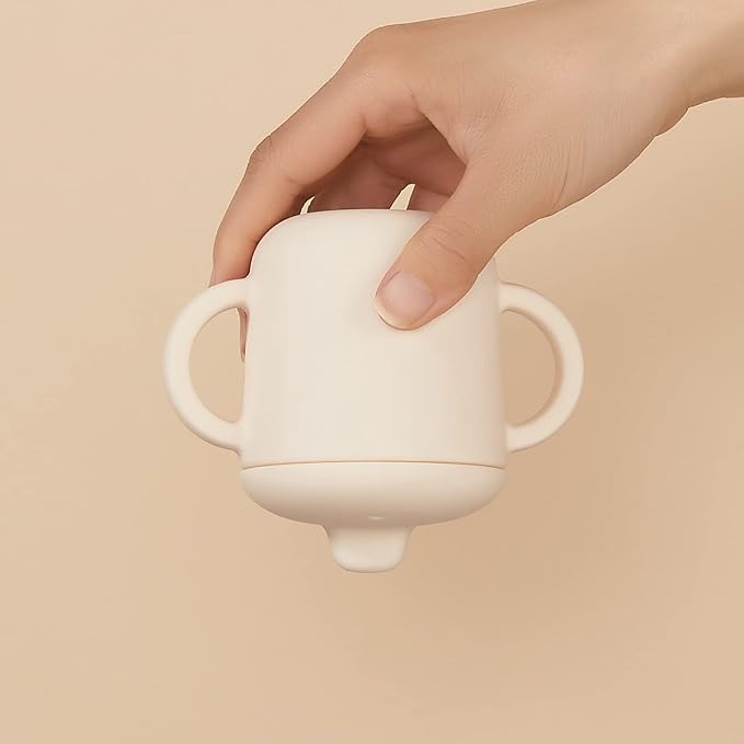 6 Months+ Sippy Cups with Handles, Small Silicone Sippy Cups Leak Proof 5oz,No Spill Sippy cups for Toddlers (Powder Blue)