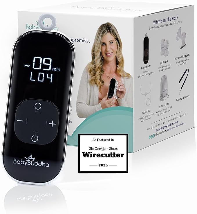 BabyBuddha Breast Pump 2.0, Wearable Electric Breastfeeding Pump with Soft Stimulation Mode, Portable, Hands-Free Milk Extractor, Hospital Grade, 3 Modes, 21 Suction Levels, 22 to 24mm Flange