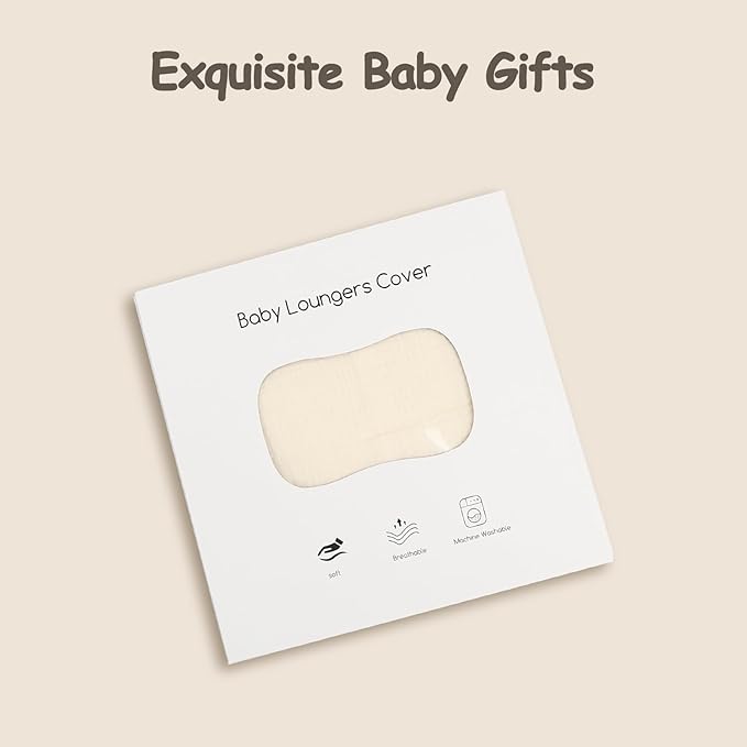 Hooyax Muslin Baby Lounger Cover, 100% Cotton Durable Newborn Lounger Cover, Soft and Breathable Infant Lounger Cover for Boys Girls, Covers Only (Yellow)