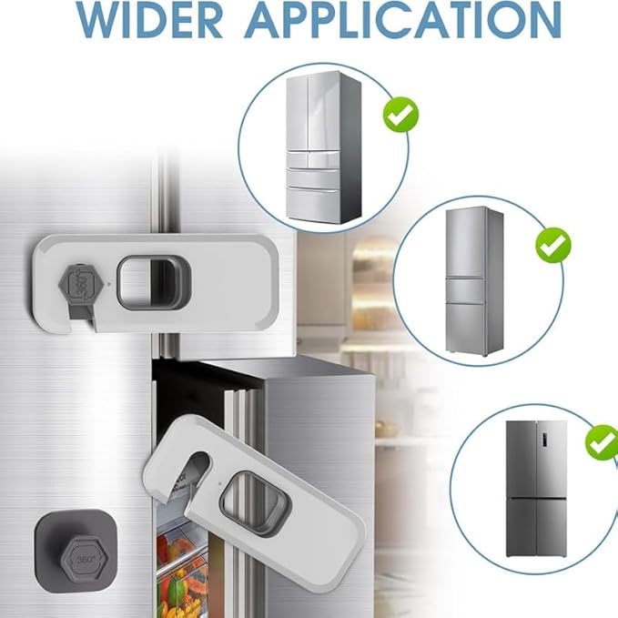 2x Child Kid Lock Fridge, Freezer, Cabinet Catch Baby Safety Lock Door Safe (Blue)