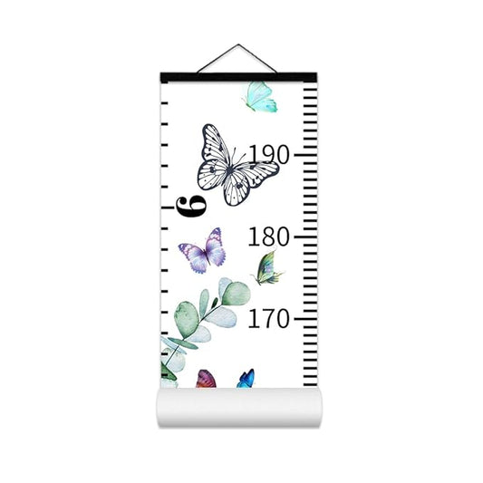 Baby Growth Chart for Wall - Height Chart for Kids Nursery Decor Wall Hanging Measurement Ruler with Black Wood Scroll Toddlers Room Decor Birthday Christmas Gifts for Boys Girls 79"X7.9" (Butterfly)