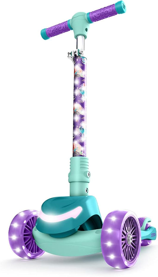 Jetson Character Kids Kick Scooter, LED Lights on Stem & Light-Up Wheels, Lightweight Frame, Height-Adjustable Handlebar, Lean-to-Steer System, Easy-Fold Mechanism