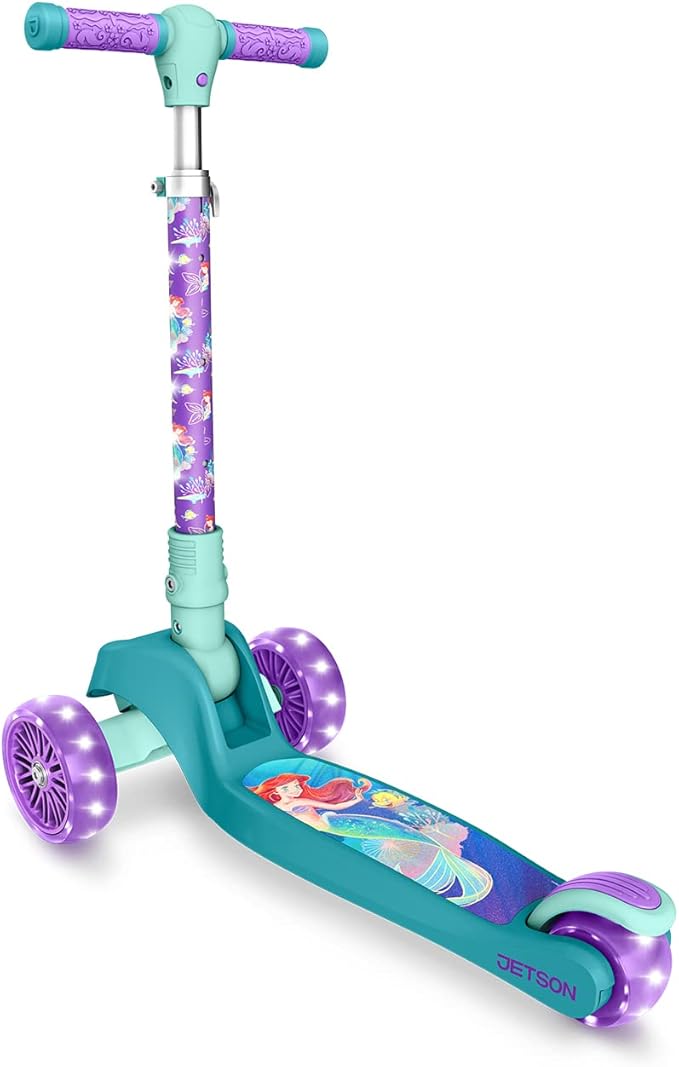 Jetson Character Kids Kick Scooter, LED Lights on Stem & Light-Up Wheels, Lightweight Frame, Height-Adjustable Handlebar, Lean-to-Steer System, Easy-Fold Mechanism