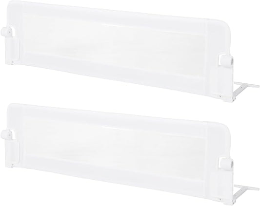 HONEY JOY 2 Pack Bed Rails for Toddlers, 60-Inch Extra Long, Foldable Portable Swing Down Safety Bed Guard Rail, Toddler Bed Rails for Crib, King Queen Full Twin Size Bed Mattress (White)