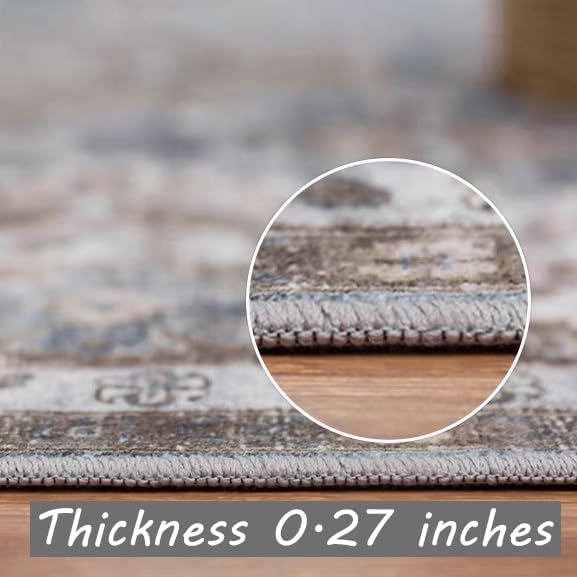 8x10 Washable Area Rug Medallion Distressed Design Boho Medallion Non-Shedding Easy Care Ideal for High Traffic Areas in Living Room Bedroom Kitchen Office Coffee Table Large Carpet