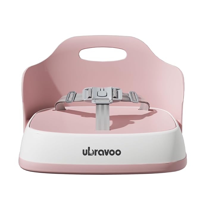Baby Booster Seats, Toddler Booster Seat for Dining Table with Adjustable Straps, Portable Compact Portable Baby Chair for Dining and Travel (Pink)