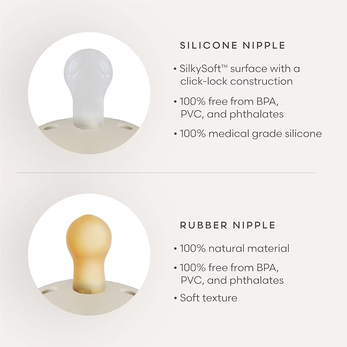 FRIGG Daisy SilkySoft Silicone Baby Pacifier | Made in Denmark | BPA-Free (Dark Navy/Sandstone, 6-18 Months)