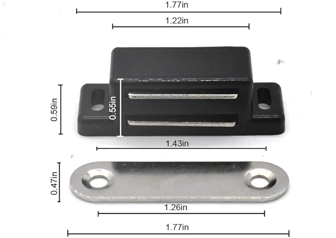 Cabinet Magnet Latch - Best for Cabinet Doors, Cupboards, Drawers and Shutters - Cabinet Magnetic Latch Easy Install - Magnetic Cabinet Catch Screws Included - Set of 12 (Black)…