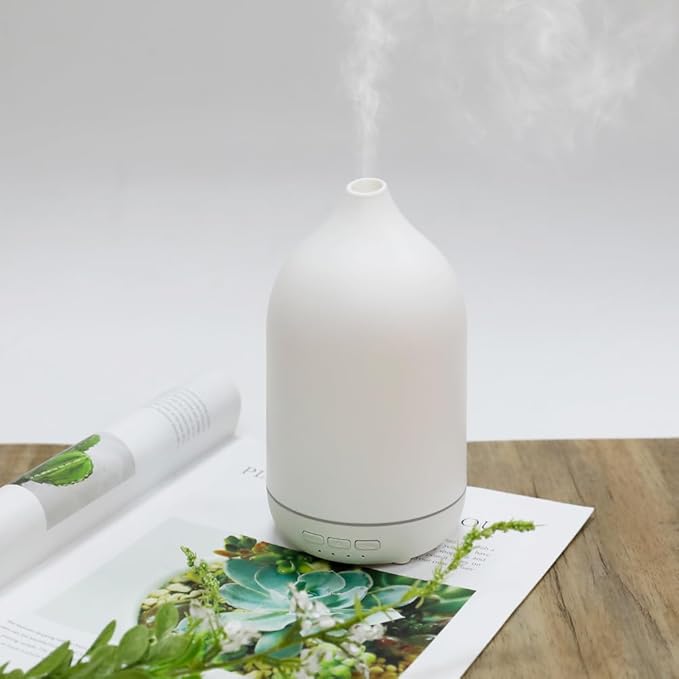 Essential Oil Diffusers, Aromatherapy Diffuser for Essential Oils, 100ml Oil Diffusers for Large Room - 5 Timers, Warm Ambient Light, Auto-Off