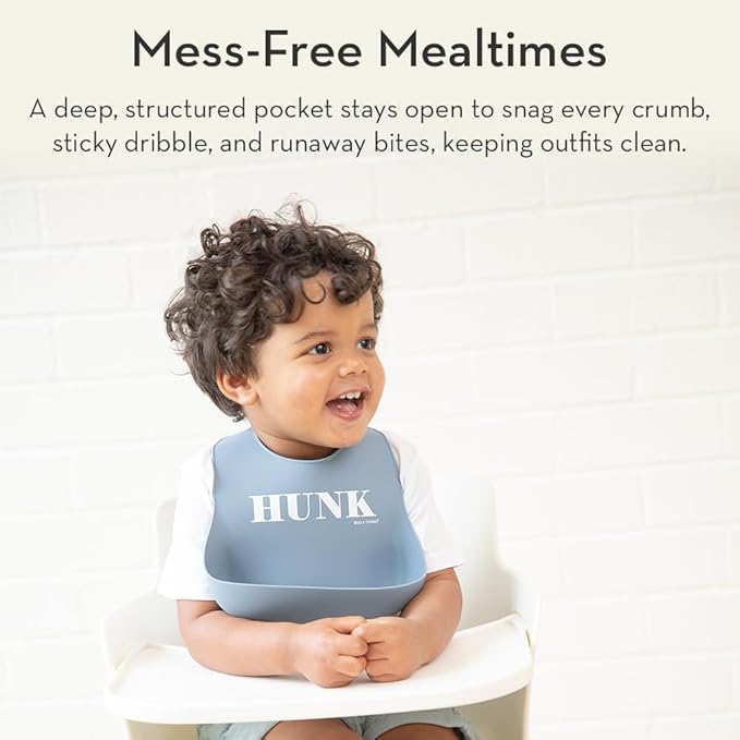 Baby Bib for Eating by Bella Tunno, Set of 2 Waterproof Silicone Bibs with Large Food Catcher, Adjustable Fit for Babies 4-12 months & Toddlers 1-3 Years, Boys & Girls, Who Runs The World & Gorgeous