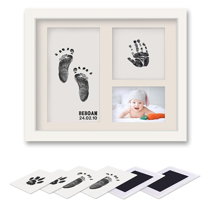 BEBOAN Inkless Hand and Footprint Kit, Baby Footprint Kit, Baby Keepsake Frames and Letter DIY Sticker, Personalized Baby Gifts, Dog Paw Print Kit, Pet Paw Print Impression Kit
