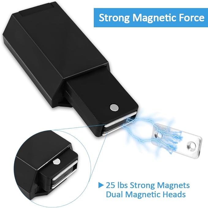 Heavy Duty Push to Open Door Latch, 5 Pack Black Magnetic Push Latches, Hidden Push Touch Latch Hardware for Push to Open Cabinet, Magnetic Door Catch for Cabinet Drawer Wardrobe Kitchen Door