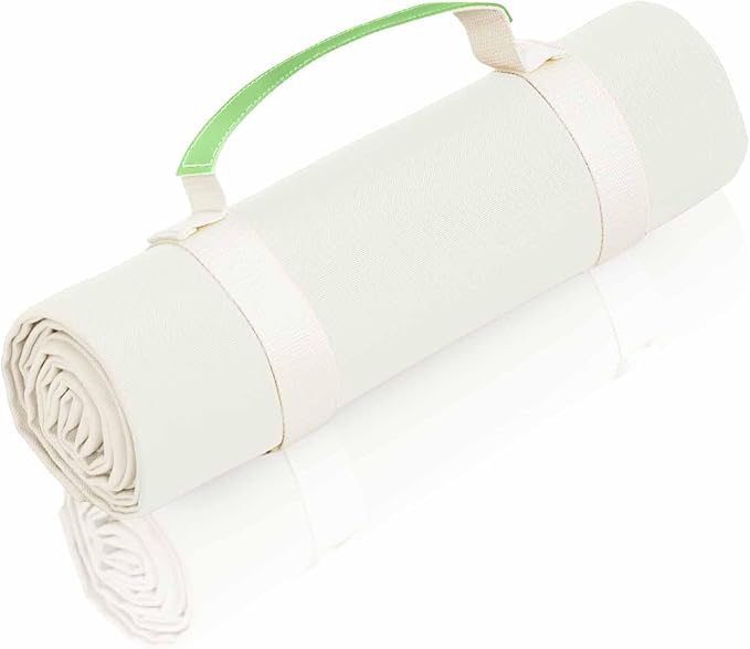 4’9” x 6’3” White Lightweight Water-Resistant Canvas Mat – Picnic, Outdoor, Beach, Park, Camping, Toy Mat