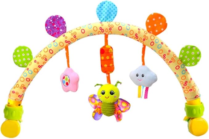 Caterbee Travel Arch Bassinet Toys for Infant & Toddlers, Baby Crib Stroller Accessory & Pram Activity Bar Toy for Senses and Motor Skills Development Indoor and Outdoor