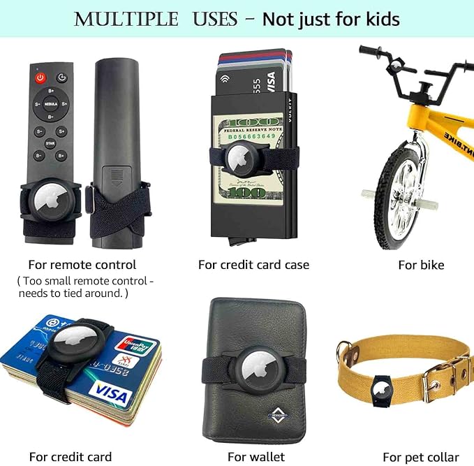 Airtag Bracelet for Kids, AirTag Holder with Adjustable Stretchy Nylon Watch Band, Anti-Lost Apple Air Tag Case Loop for Child, Toddler, Adults, Wallet, AirTag Wristband Kids (Black Pink)