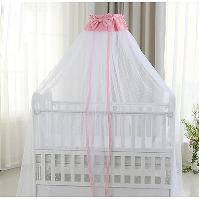 CdyBox Breathable Crib Netting Bed Curtains Canopy for Kids Mosquito Net Bedroom Decor (Pink, Mosquito net)