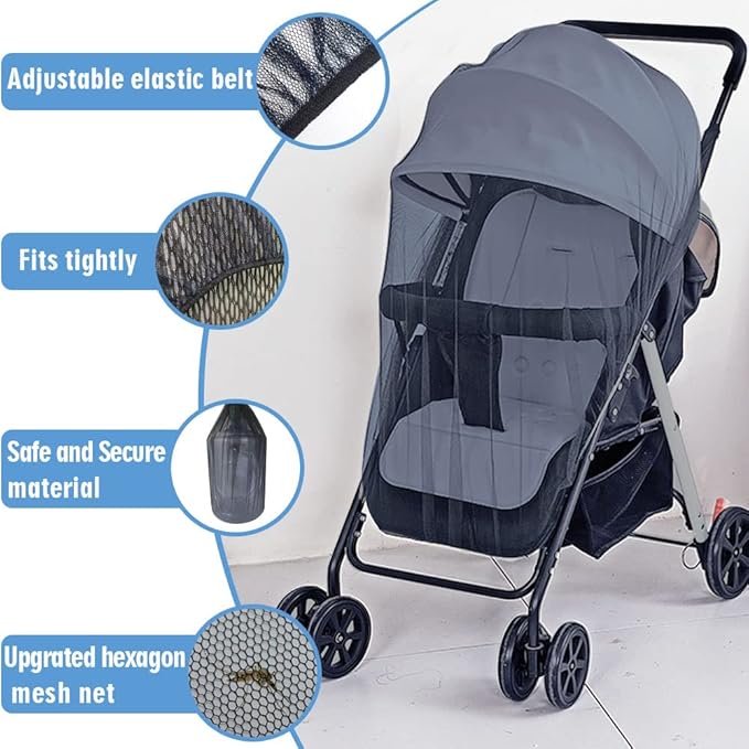 Mosquito Net for Stroller 2Pack - Protective Baby Mosquito Bug Net for Strollers, Bassinets, Cradles, Playards, Pack N Plays and Portable Mini Crib (Navy)