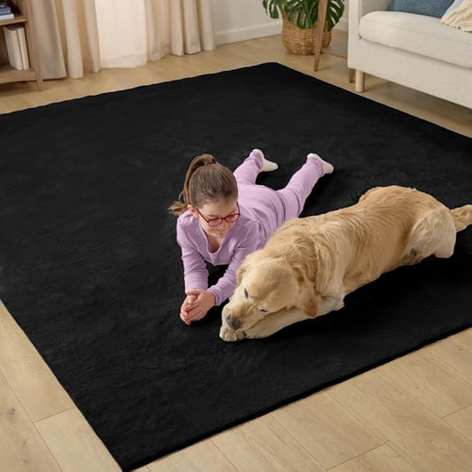 GORILLA GRIP Ultra Soft Washable Area Rug, Stain and Slip Resistant Plush Thick Carpet for Bedroom Living Room, No Shed Floor Rugs, Pet Friendly, Dorm Essentials, Kids Nursery Home Decor, 2x3, Black