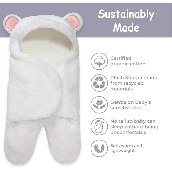 Jam Naturals- Baby Swaddle Blanket, Cute Bear Organic Receiving Swaddling Wrap, Newborn Baby Girl Soft Plush Registry Gift (Pink 3-6m)