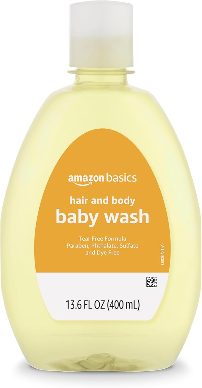 Amazon Basics Tear-Free Baby Hair and Body Wash, Lightly scented, 13.60 Fl Oz (Pack of 4)