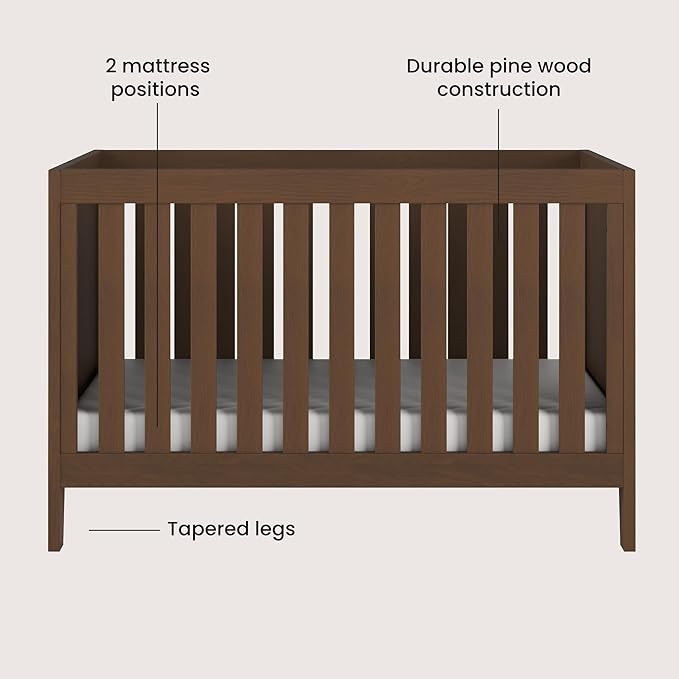 Child Craft Kieran 3 in 1 Convertible Crib, Baby Crib Converts to Day Bed, Toddler Bed, 3 Adjustable Mattress Positions, Non-Toxic, Baby Safe Finish (Toasted Chestnut)