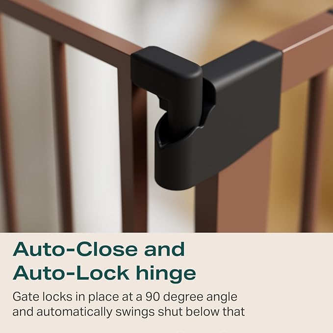 Cumbor 29.7-57" Extra Wide Baby Gate for Stairs, Mom's Choice Awards Winner-Dog Gate for Doorways, Pressure Mounted Walk Through Safety Child Gate for Kids Toddler, Tall Pet Puppy Fence Gate, Brown