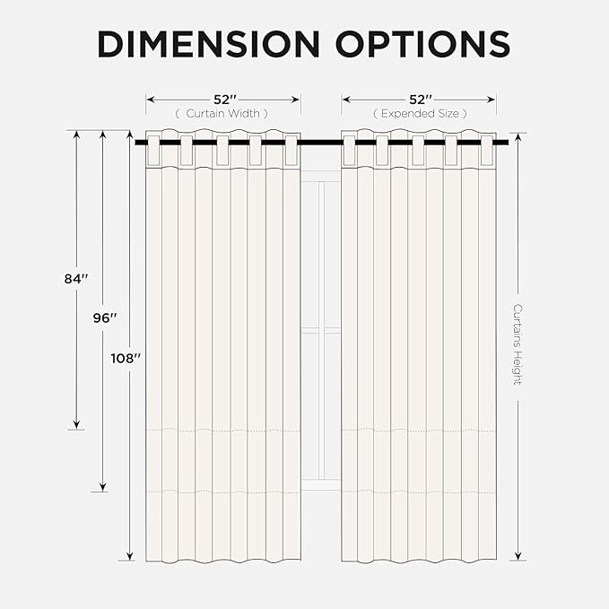 Joydeco Blackout Curtains for Bedroom, Black Out Curtains 96 Inch Long, Black Curtains with Rod Pocket Back Tab, Room Darken Light Blocking Noise Reducing Wrinkle-Free Drapes for Living Room, 2 Panels