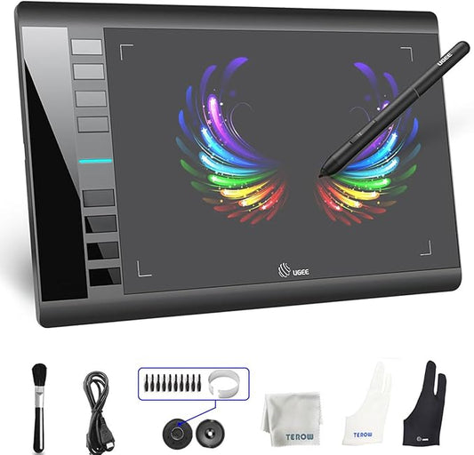 Graphics Drawing Tablet, UGEE M708 10 x 6 inch Large Digital Drawing Pad with 8 Hot Keys 8192 Levels Pen, Graphic Tablets for Computer Graphic Board Creation Sketch for PC/Laptop/Mac OS/Linux/Chrome