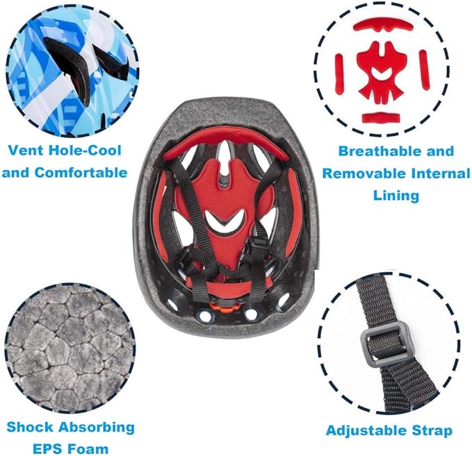 Kid Bicycle Helmets, LX LERMX Kids Bike Helmet Ages 3-5/5-14 Adjustable from Toddler to Youth Size, Durable Kids Bike Helmet with Fun Designs for Boys and Girls