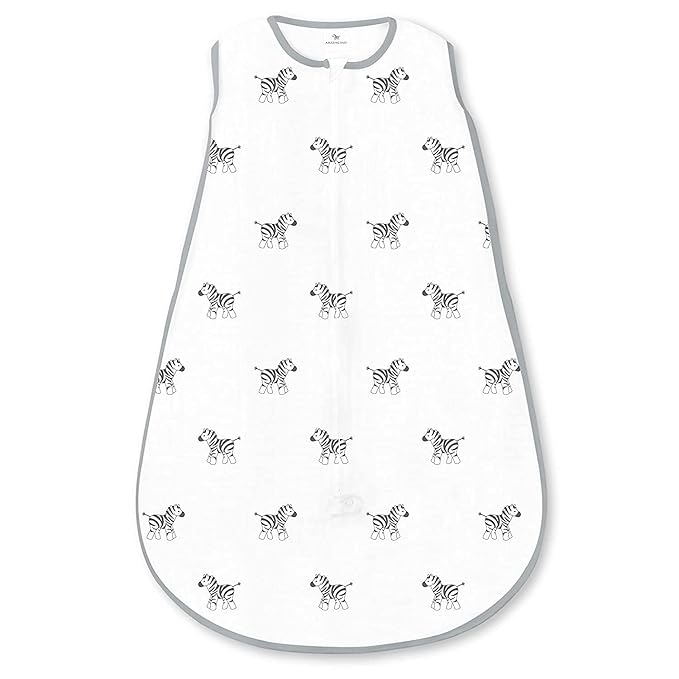 Amazing Baby Cotton Muslin Sleeping Sack, For Baby Boy or Girl, Wearable Blanket with 2-way Zipper, Zebras, Black, Medium (6-12 Month)
