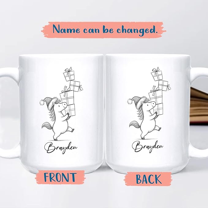 Awesome Horse Coffee Mug Gift for Horses Lovers Brother Sister Birthday Christmas, Personalized Horses Accent Teacup, Customized Name Horse Ceramic Mug 11Oz 15Oz, Cute Animal White Cup Gift For Kids