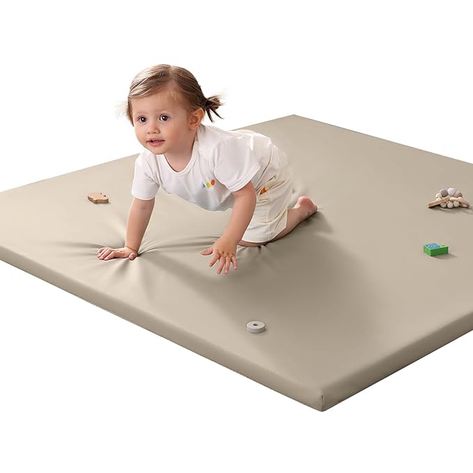 Baby Play Mat for Floor,1.3'' Thick Memory Foam Play Mat,50''x50'' Tummy Time Mat with PU Leather,Cushioned & Waterproof Playpen Mats,Non Slip Crawling Padded for Toddlers,Infants,Kids