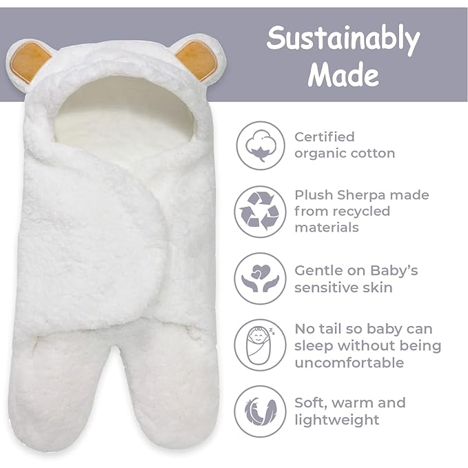 Jam Naturals-Cute Bear Organic Newborn Swaddle Wrap-Gender Neutral Soft Baby Blanket, Newborn Baby Registry Gift (Golden Brown, 0-3m)